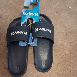 Hurley Black Slide Sandals with White Logo